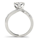 14k White Gold Spiral Design Pronged Diamond Engagement Ring (1 1/8 cttw)-4