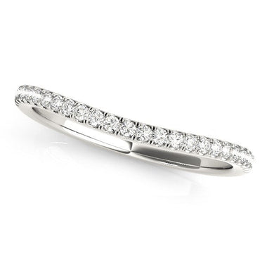 14k White Gold Pave Setting Style Curved Wedding Band (1/10 cttw) - 0