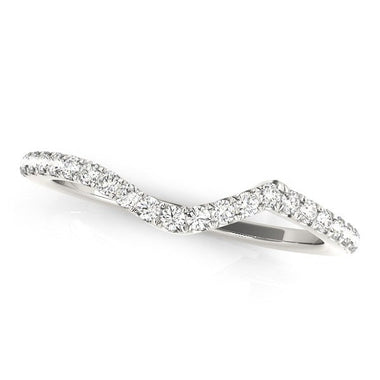 14k White Gold Modern Curved Diamond Wedding Band (1/6 cttw) - 0