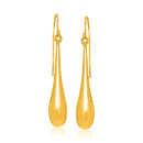 14k Yellow Gold Long Polished Teardrop Dangling Earrings-3