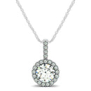 14k White Gold Diamond Halo Round Style Pendant (5/8 cttw)-5