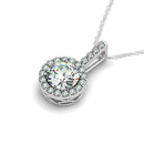 14k White Gold Diamond Halo Round Style Pendant (5/8 cttw)-6