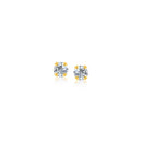 14k Yellow Gold Stud Earrings with Faceted White Cubic Zirconia-3