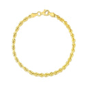 4.0mm 10k Yellow Gold Solid Diamond Cut Rope Bracelet-6