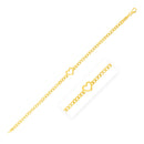 14k Yellow Gold 7 inch Curb Chain Bracelet with Heart-4