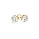 14k Yellow Gold Stud Earrings with White Hue Faceted Cubic Zirconia-6