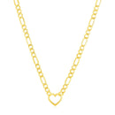 14k Yellow Gold Figaro Chain Necklace with Heart-4