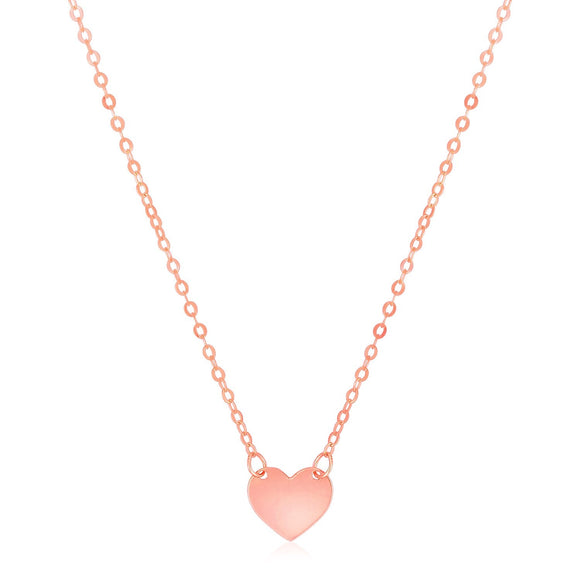 14k Rose Gold Polished Mini Heart Necklace