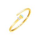 14k Yellow Gold Crossover Style Hinged Bangle Bracelet with Turquoise and Diamonds-3