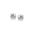 14k White Gold 4mm Faceted White Cubic Zirconia Stud Earrings-3