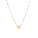14k Yellow Gold 17 inch Necklace with Round White Topaz-8