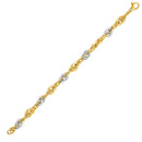 14k Two-Tone Yellow and White Gold Double Link Textured Bracelet-3