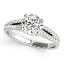 14k White Gold Split Shank Round Diamond Engagement Ring (1 1/8 cttw)-5