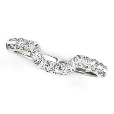 14k White Gold Curved Design Pave Diamond Wedding Ring (1/6 cttw) - 0