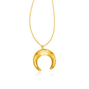 14k Yellow Gold 17 inch Necklace with Domed Moon Motif Pendant-4