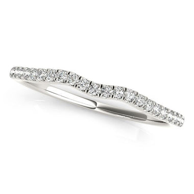 14k White Gold Wave Theme Diamond Wedding Band (1/8 cttw) - 0