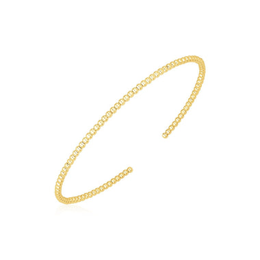 14k Yellow Gold High Polish Bead Cuff Bangle (2mm) - 0