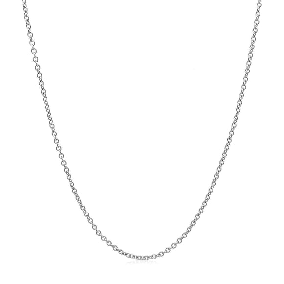 14k White Gold Round Cable Link Chain 1.3mm