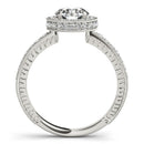 14k White Gold Milgrain Border Diamond Pave Engagement Ring (1 1/2 cttw)-4