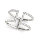 14k White Gold Modern Dual Band Style Diamond Ring (1/2 cttw)-5