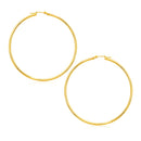 14k Yellow Gold Polished Large Round Hoop Earrings-2