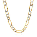 7.0mm 14K Yellow Gold Solid Pave Figaro Chain-6