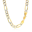 7.0mm 14K Yellow Gold Solid Pave Figaro Chain-7
