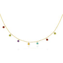 14k Yellow Gold Cable Chain Necklace with Round Multi-Tone Charms-4