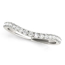 14k White Gold Pave Set Round Diamond Curved Wedding Band (1/4 cttw)-2