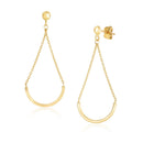 14k Yellow Gold Curved Chain Drop Earrings-2