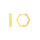 14k Yellow Gold Hexagon Huggie Hoops Earrings-3