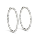 14k White Gold Diamond Hoop Earrings with Shared Prong Setting (2 cttw)-6