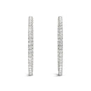 14k White Gold Diamond Hoop Earrings with Shared Prong Setting (2 cttw)-9
