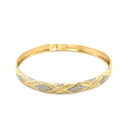 10k Two-Tone Gold Geometric Diamond Motif Bangle-4