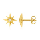 14K Yellow Gold High Polish North Star Diamond Earrings-3