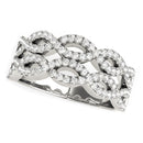 Diamond Studded Double Interlocking Waves Ring in 14k White Gold  (5/8 cttw)-5
