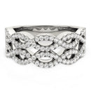 Diamond Studded Double Interlocking Waves Ring in 14k White Gold  (5/8 cttw)-6