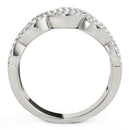 Diamond Studded Double Interlocking Waves Ring in 14k White Gold  (5/8 cttw)-7