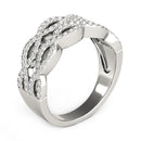 Diamond Studded Double Interlocking Waves Ring in 14k White Gold  (5/8 cttw)-8