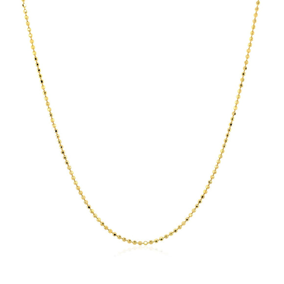 14k Yellow Gold Diamond Cut Bead Chain 1.0mm