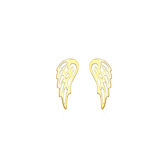 14k Yellow Gold Polished Wing Post Earrings