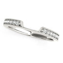 14k White Gold Curved Section Antique Style Diamond Wedding Band (1/8 cttw)-2