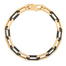 14k Yellow Gold Black Onyx Paperclip Gem Link Bracelet (7.00 mm)-5
