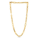 14k Yellow Gold Italian Alternating Paperclip Round Links Chain Necklace-2