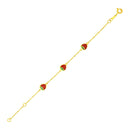 14k Yellow Gold 5 1/2 inch Childrens Bracelet with Enameled Strawberries-4