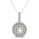 14k White Gold Diamond Halo Round Shape Pendant (1 1/4 cttw)-5
