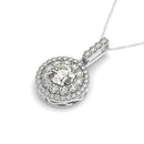14k White Gold Diamond Halo Round Shape Pendant (1 1/4 cttw)-6