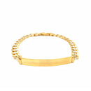 14k Two Tone Gold 8 1/2 inch Mens Narrow Curb Chain ID Bracelet with White Pave-6