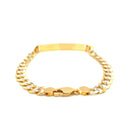 14k Two Tone Gold 8 1/2 inch Mens Narrow Curb Chain ID Bracelet with White Pave-7