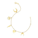 14k Yellow Gold 7 inch Bracelet with Polished Charms-5